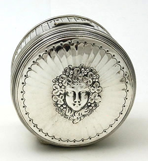 antiquye silver Dutch Netherlands circular box hinged lid